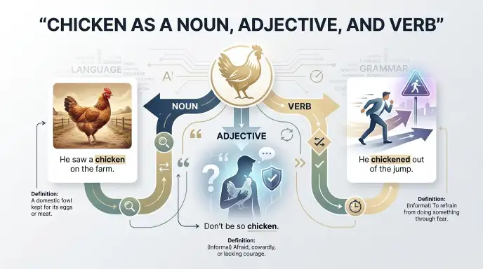 Chicken as a Noun, Adjective, and Verb